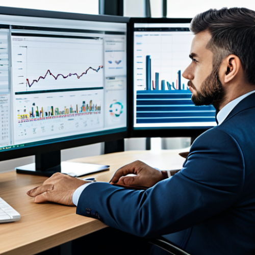 Home 17 A focused professional risk management engineer, fully clothed in a modest business suit, sitting at a desk in a modern, high-tech office. The engineer is intently looking at multiple large monitors displaying complex data dashboards, metrics, graphs, and alerts. A cup of coffee is placed on the desk. The atmosphere is calm and analytical, emphasizing deep concentration. safe for work, appropriate content, fully clothed, professional, perfect anatomy, correct proportions, natural pose, well-formed hands, proper finger count, natural body proportions, high-resolution professional photography.