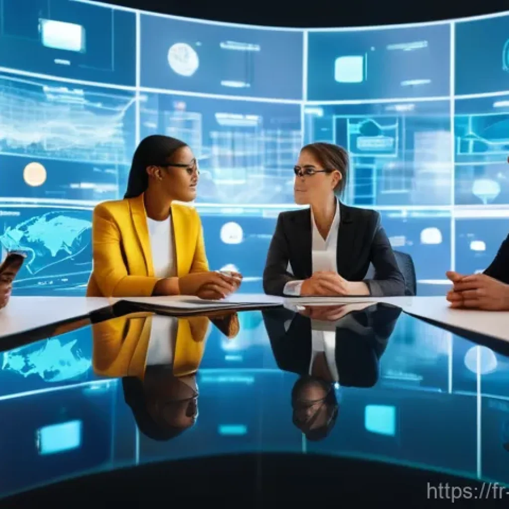 위험관리 실무에서의 팀워크 중요성 - **Prompt:** A dynamic, wide-angle shot of a diverse team of professionals (men and women of various ...