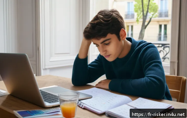 위험관리기술자 실기 시험 대비법 - A focused young adult student sitting at a tidy desk in a cozy Parisian apartment, surrounded by col...